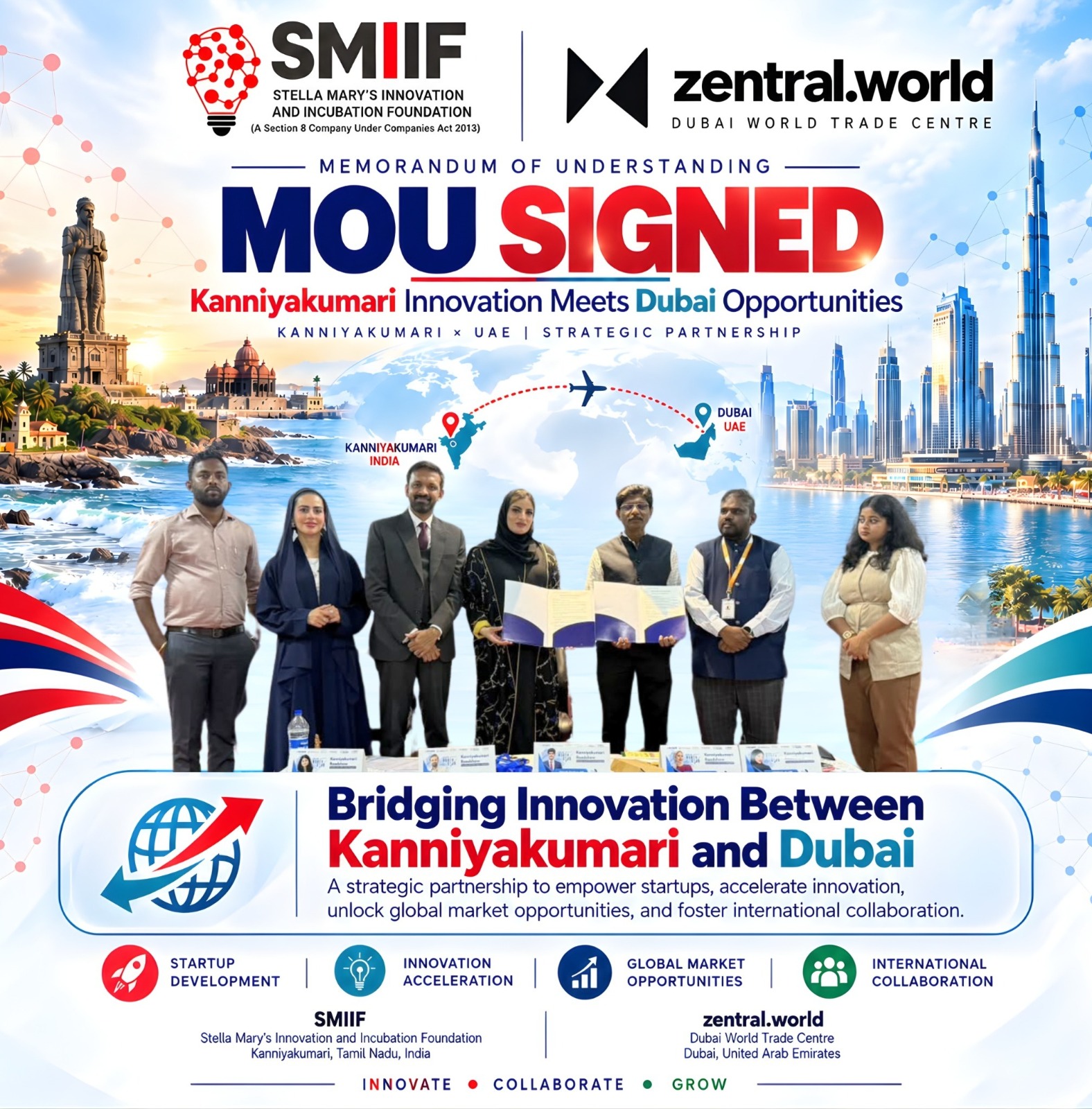 Stella Mary’s Innovation and Incubation Foundation Signs Strategic MoU with zentral.world, Dubai!